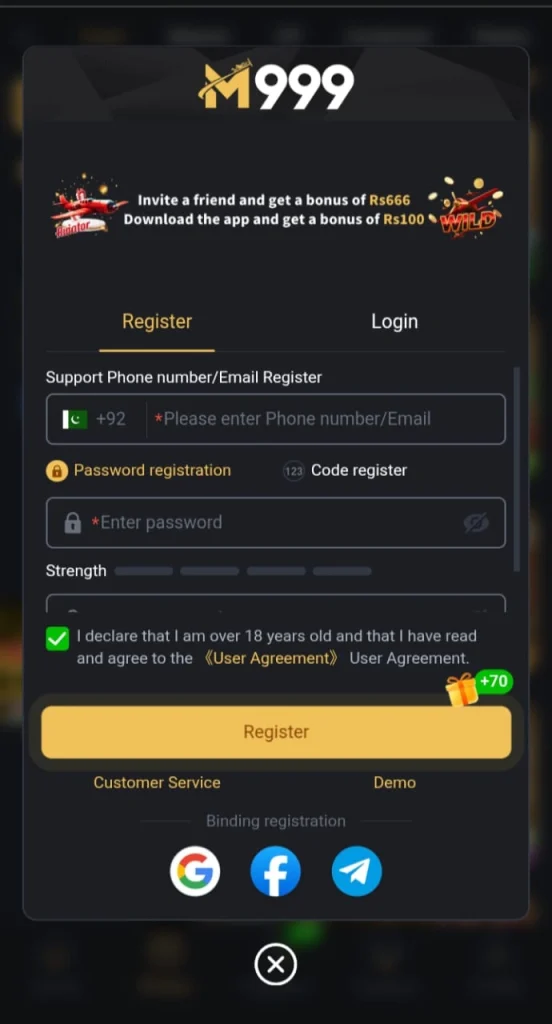 M999 Game registration process